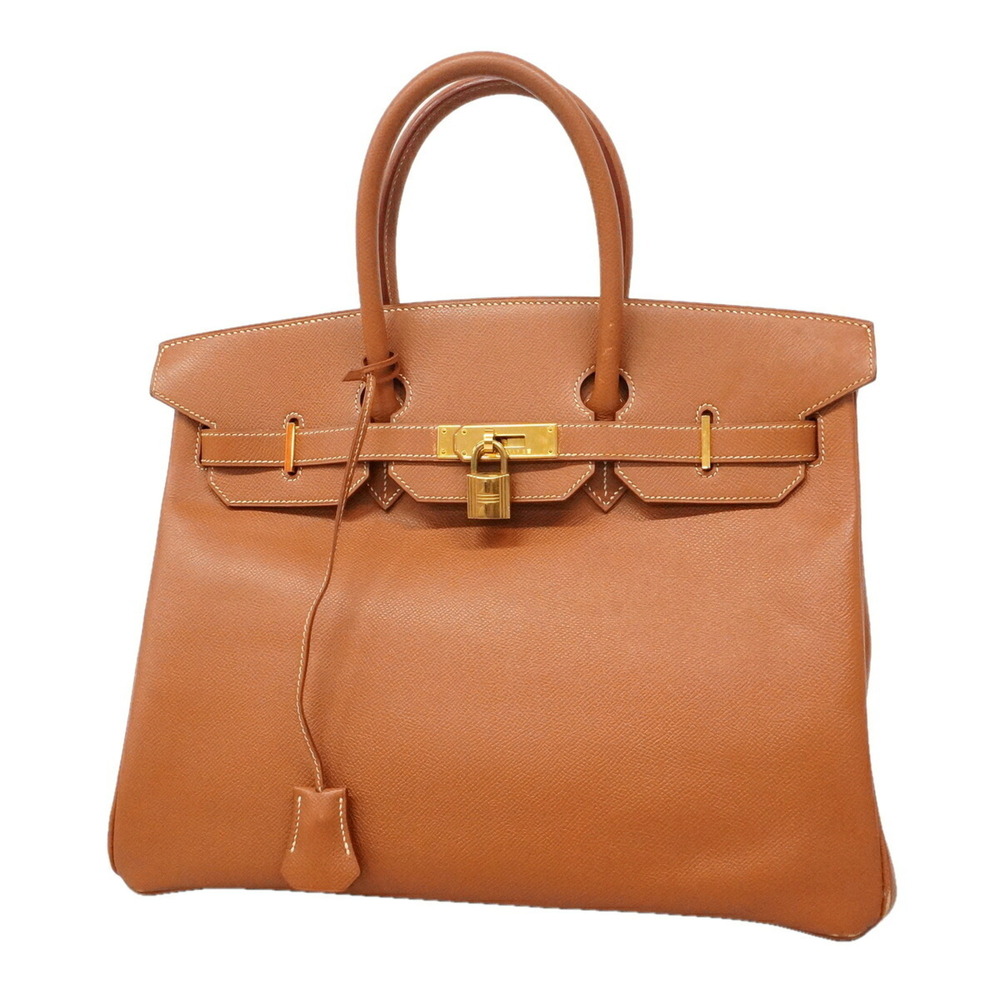 Hermes Birkin 35 handbag, Courchevel leather, gold, □D stamp, women's.